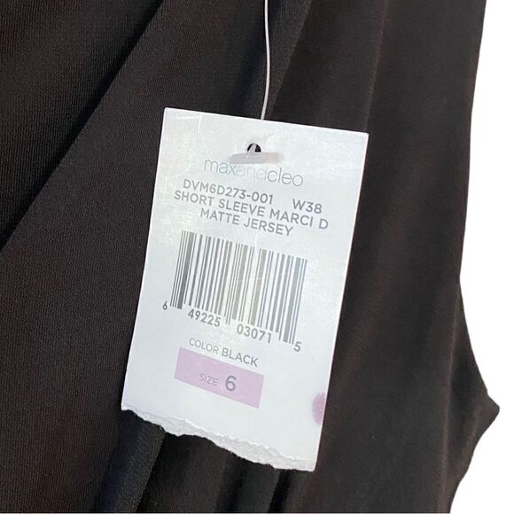 Max and Cleo NWT Sz 6 Little Black Dress Front Ruching Sleeveless Swing Skirt - Picture 8 of 8